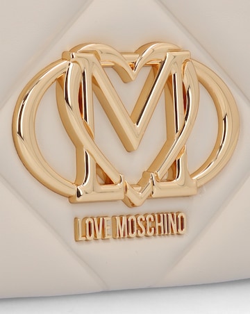 Love Moschino Heart Logo Quilted Ivory Cross Body Bag