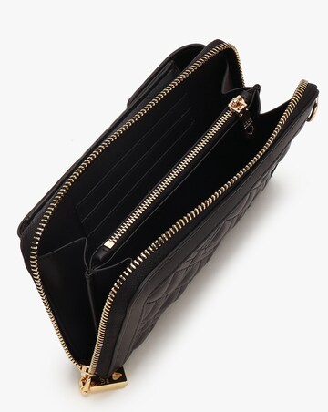 Love Moschino Diamond Quilt Black Wallet Phone Case On A Chain