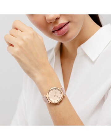 Radley Rose Gold Plated 35mm T-bar Praire Pink Leather Strap