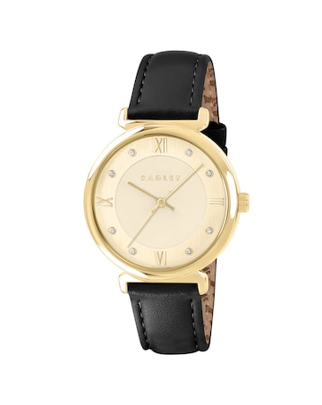 Radley Gold Plated 35mm T-bar Black Leather Strap