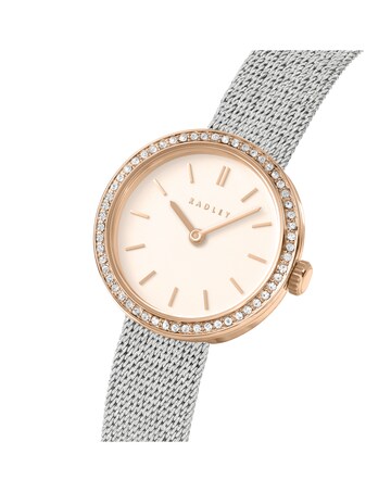 Radley Silver and Rose Gold Plated 27mm Stone Set Mesh Watch