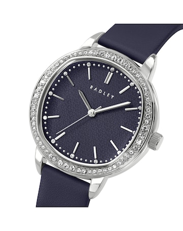 Radley SIlver 36mm Stone Set Ink Leather Strap