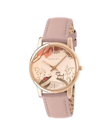 Radley Rose Gold Plated 35mm Praire Pink Leather Strap