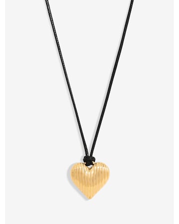 Jon Richard Black Cord And Gold Plated Ridge Heart Pendant