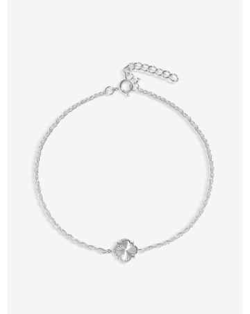 Simply Silver Sterling Silver 925 Cubic Zirconia Diamond Cut Clover Bracelet