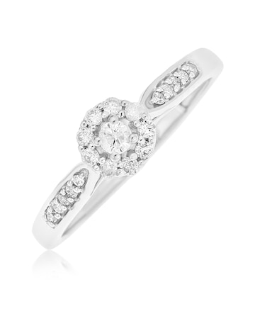 9 Carat White Gold And 1/4 Carat Diamond Ring Including Diamond Set Shoulders