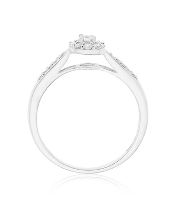 9 Carat White Gold And 1/4 Carat Diamond Ring Including Diamond Set Shoulders