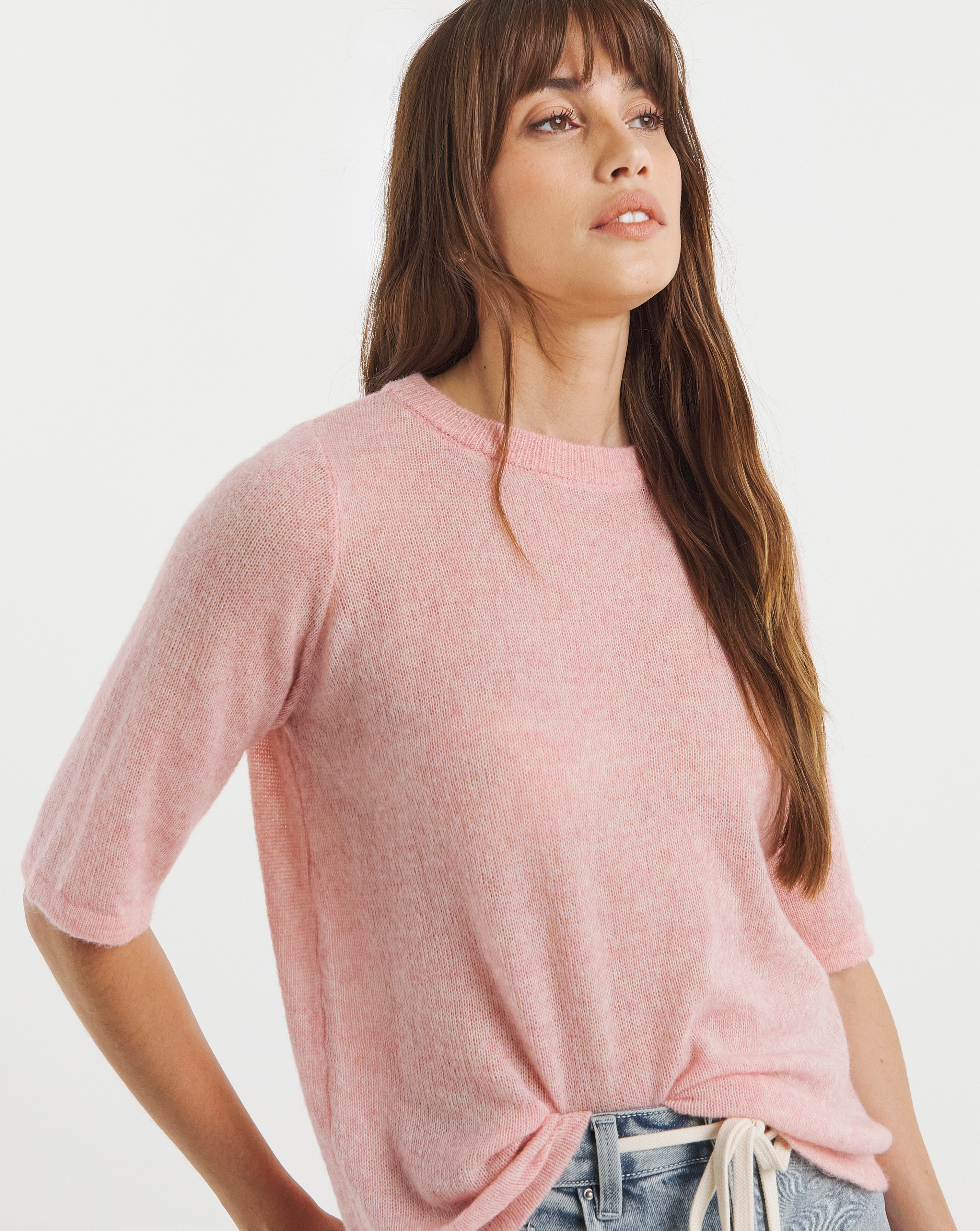 Fine Knit Half Sleeve T-Shirt