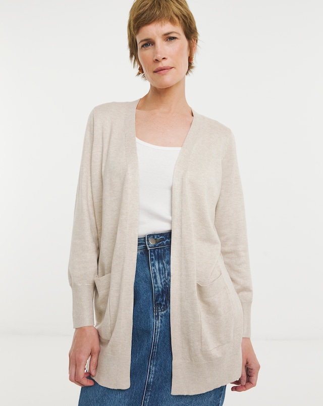 LONGLINE EDGE TO CARDIGAN - Oatmeal