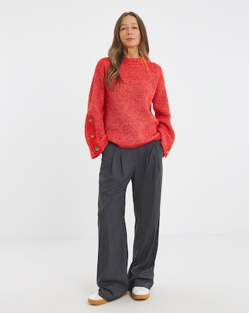 Re-luxe Red Button Sleeve Jumper