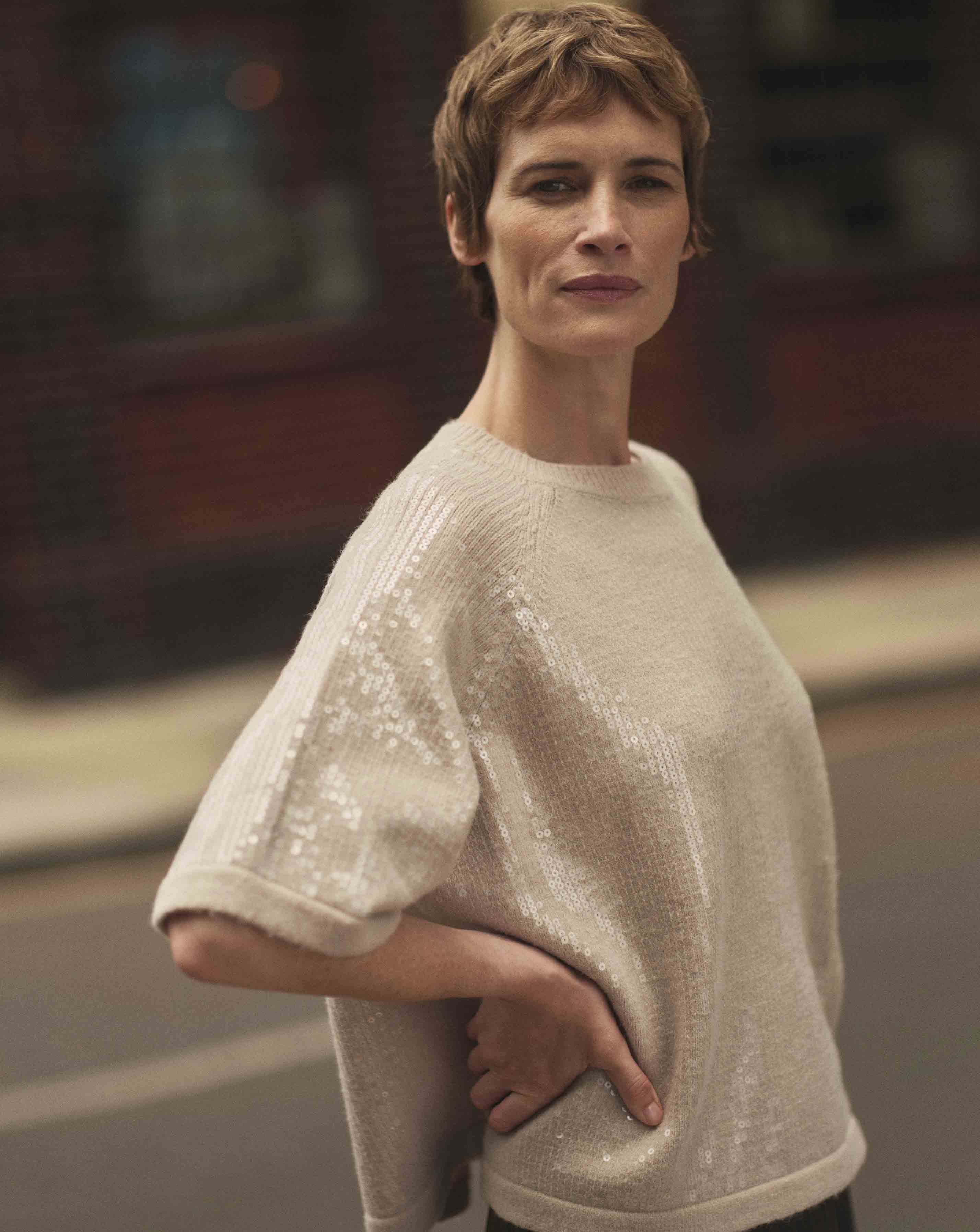 CLEAR SEQUIN SHORT SLEEVE JUMPER