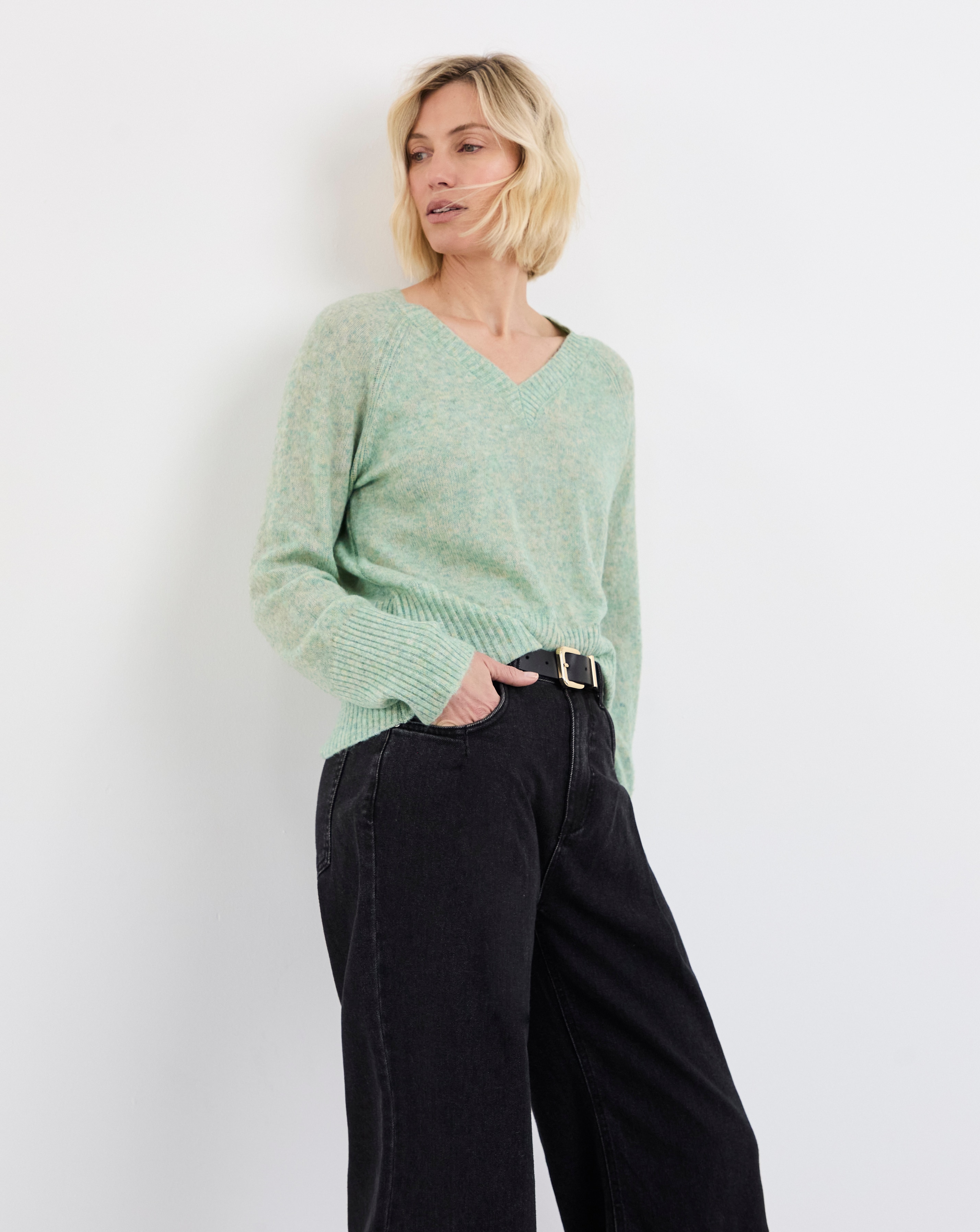 New In - Sheer V Neck Jumper