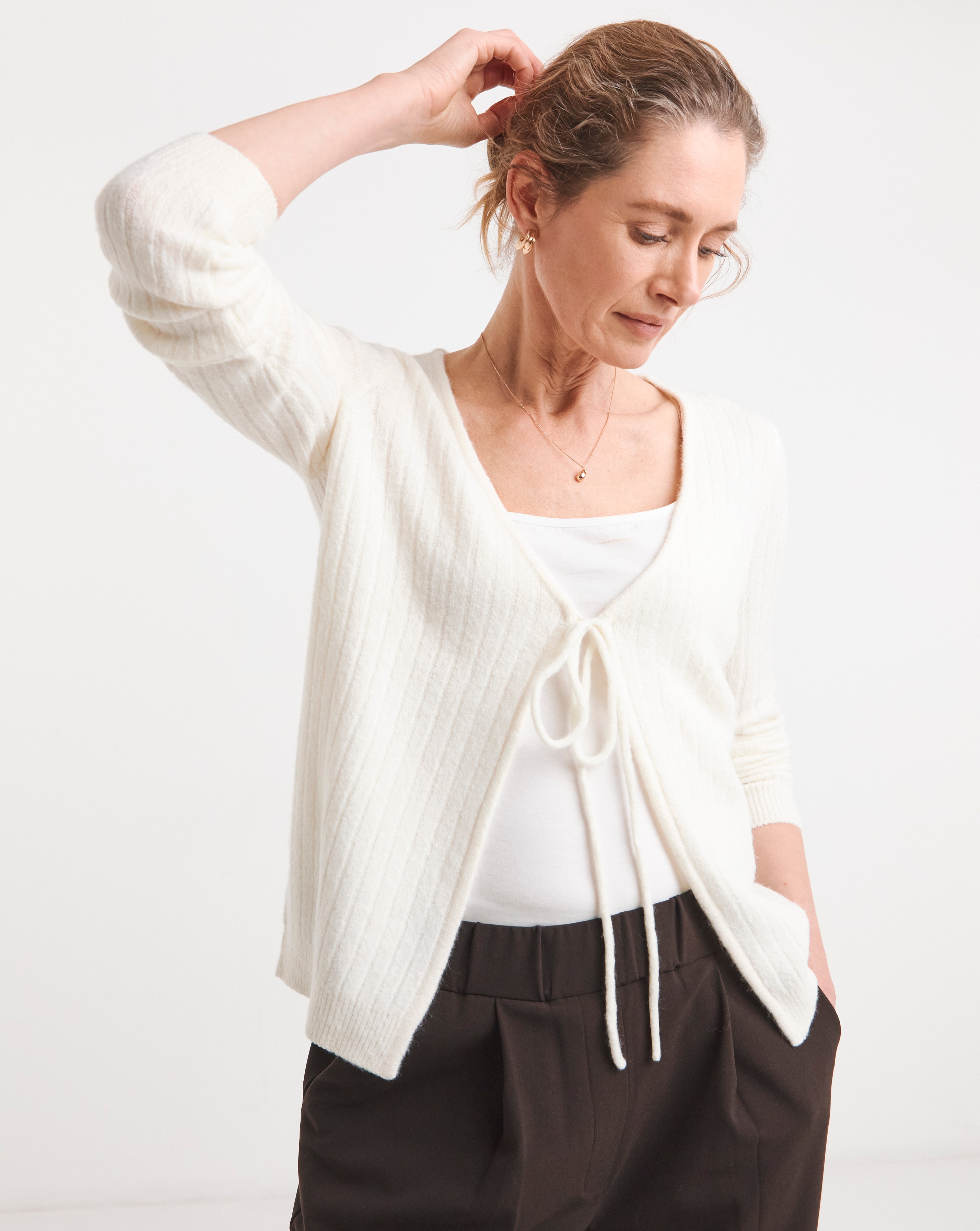 New In - Ribbed Tie Front Cardigan