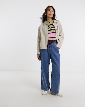 Stripe Knitted Polo Jumper