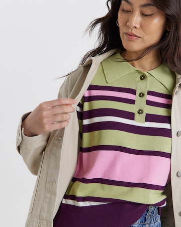 Stripe Knitted Polo Jumper