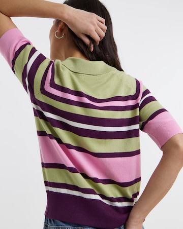 Stripe Knitted Polo Jumper