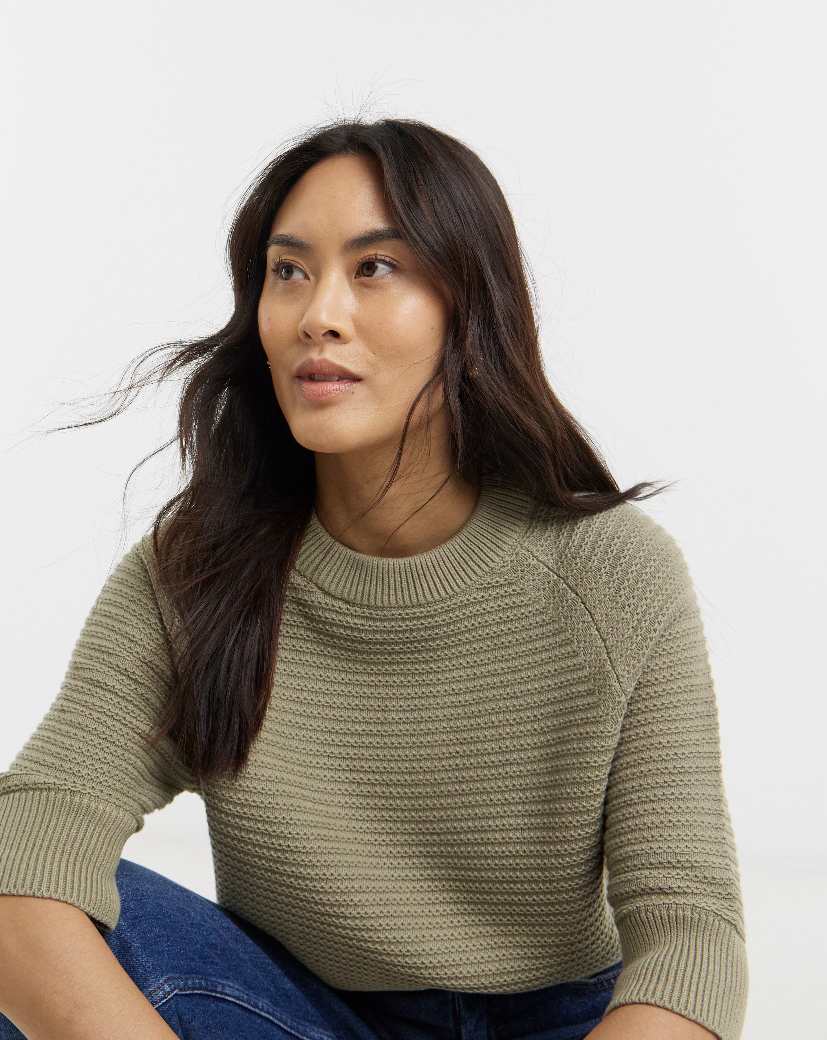 New In - Pure Cotton Textured Knitted Jumper