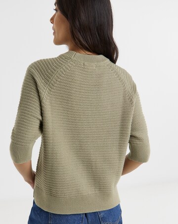 Pure Cotton Textured Knitted Jumper