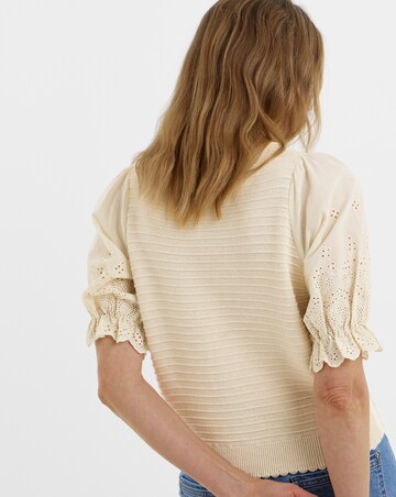 Woven Sleeve Knitted Cardigan