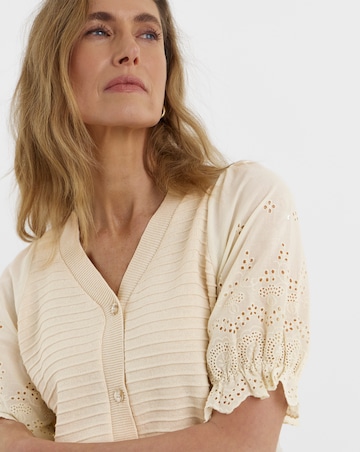 Woven Sleeve Knitted Cardigan