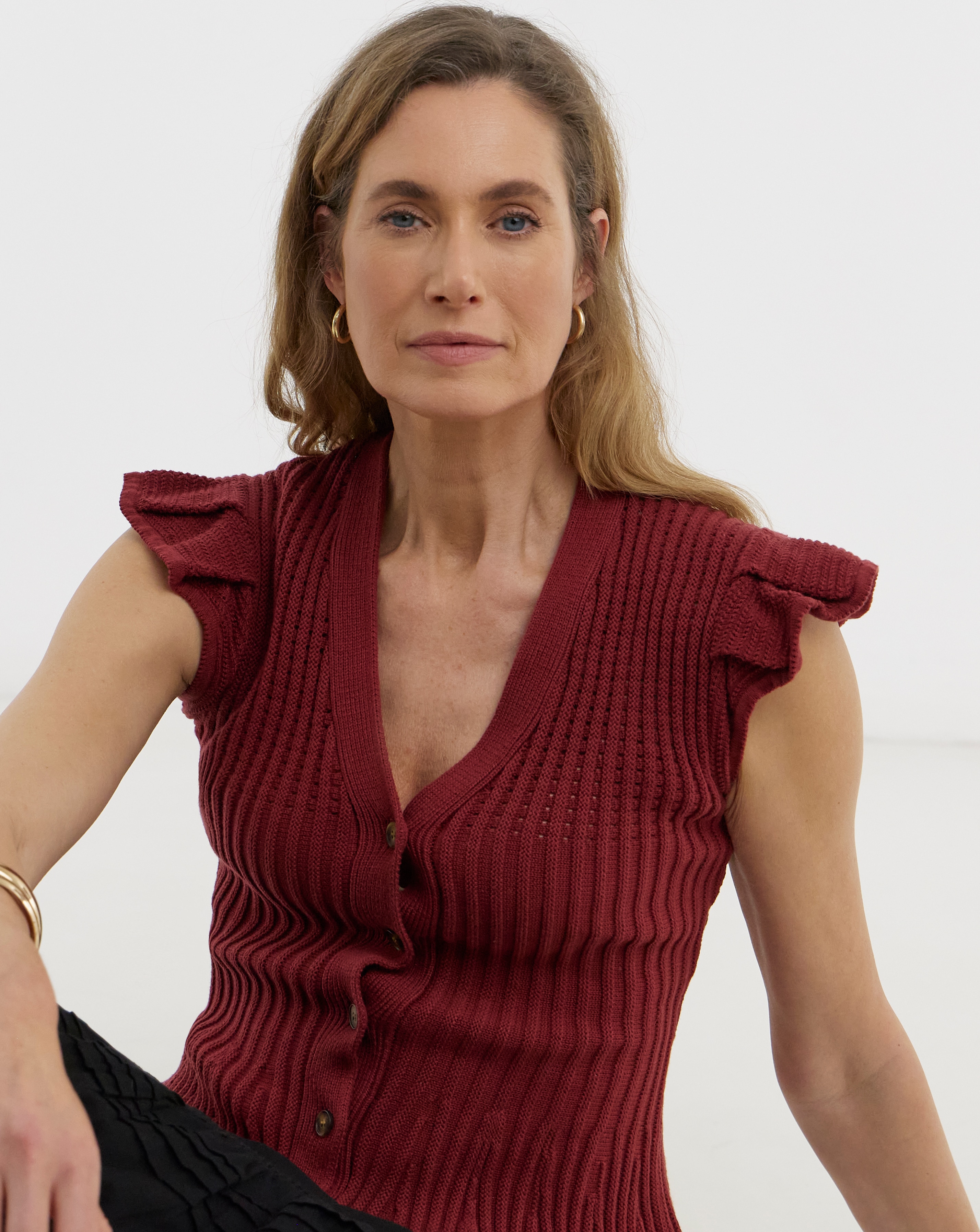 New In - Knitted Frill Sleeve Vest