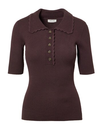 Ribbed Knit Polo Jumper