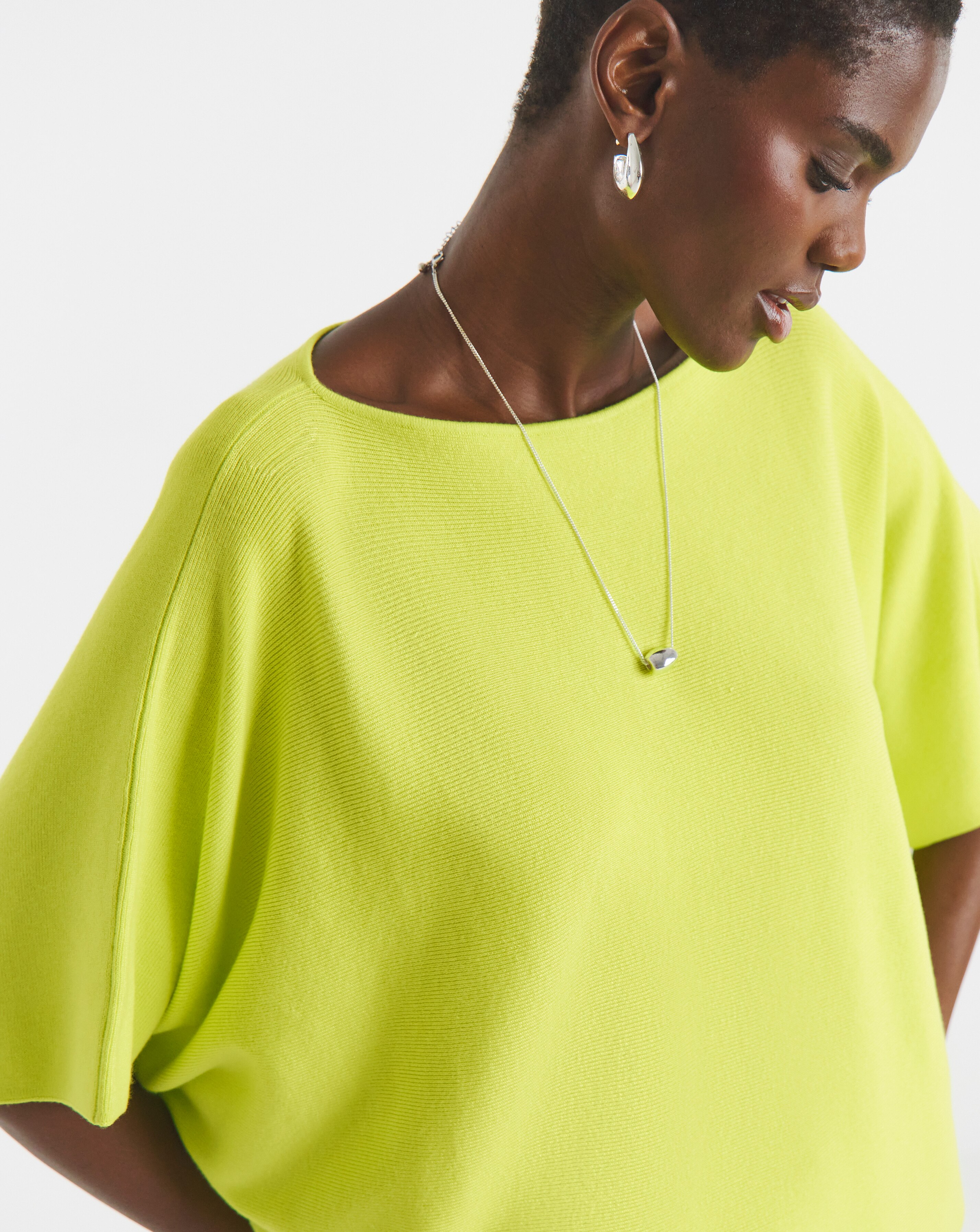 New In - Lime Batwing Knitted Jumper