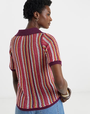 Stripe Knitted Short Sleeve Polo