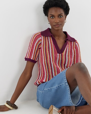 Stripe Knitted Short Sleeve Polo