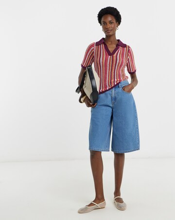 Stripe Knitted Short Sleeve Polo