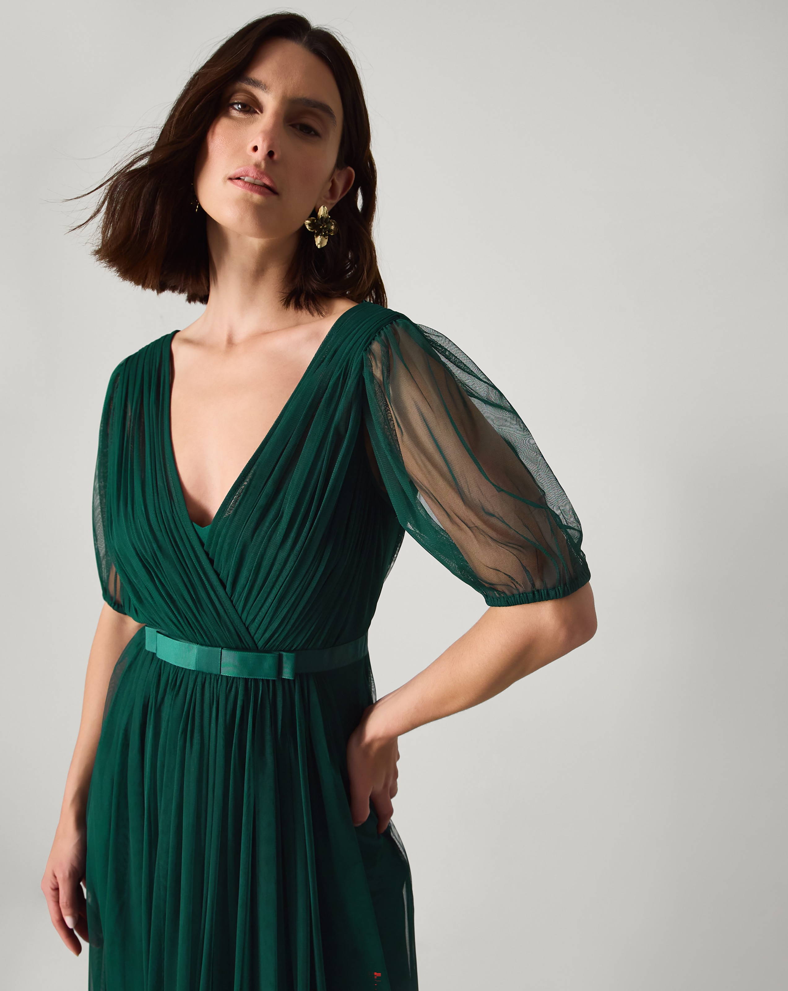 Monsoon Ellie Sheer Sleeve Maxi Dress | JD Williams