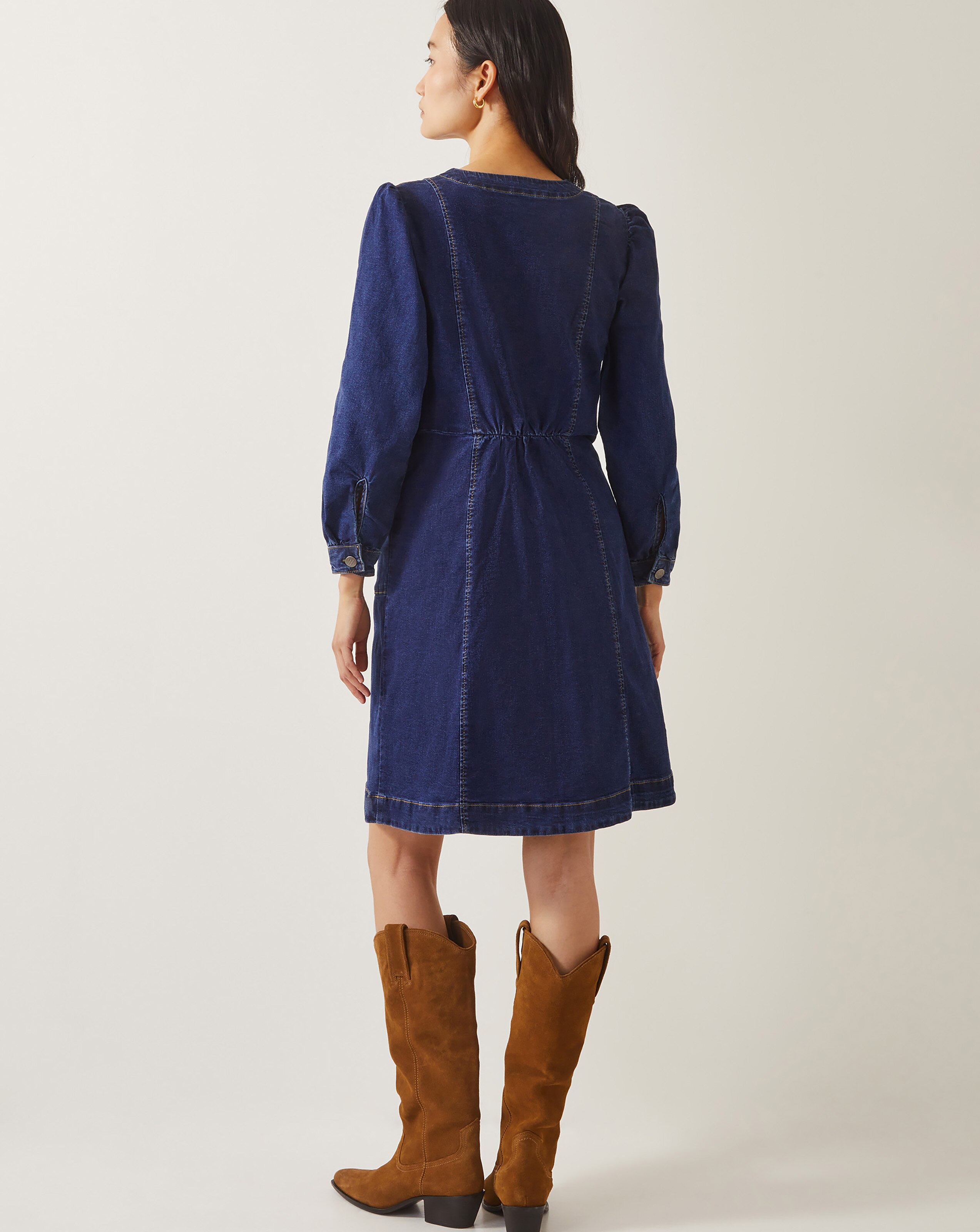 Monsoon Katlyn Zip Denim Mini Dress | JD Williams
