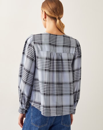 Monsoon Ava Tie-Front Check Blouse