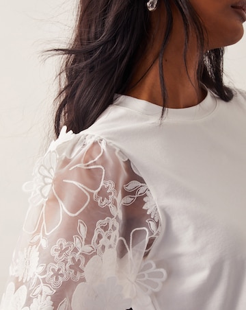 Monsoon Fi Floral Sheer-Sleeve Top