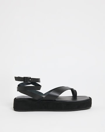 Faye Toe Post Ankle Tie Flatform Sandals - Extra Wide Fit (EEE)