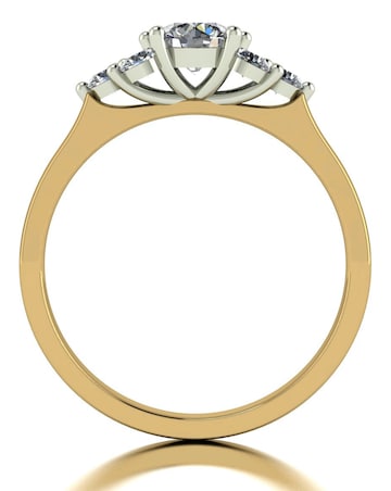 9ct Gold 1ct Total Eq Moissanite Solitaire Ring with Moissanite Shoulders