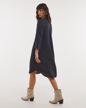 Button Pleat Easy Crepe Dress