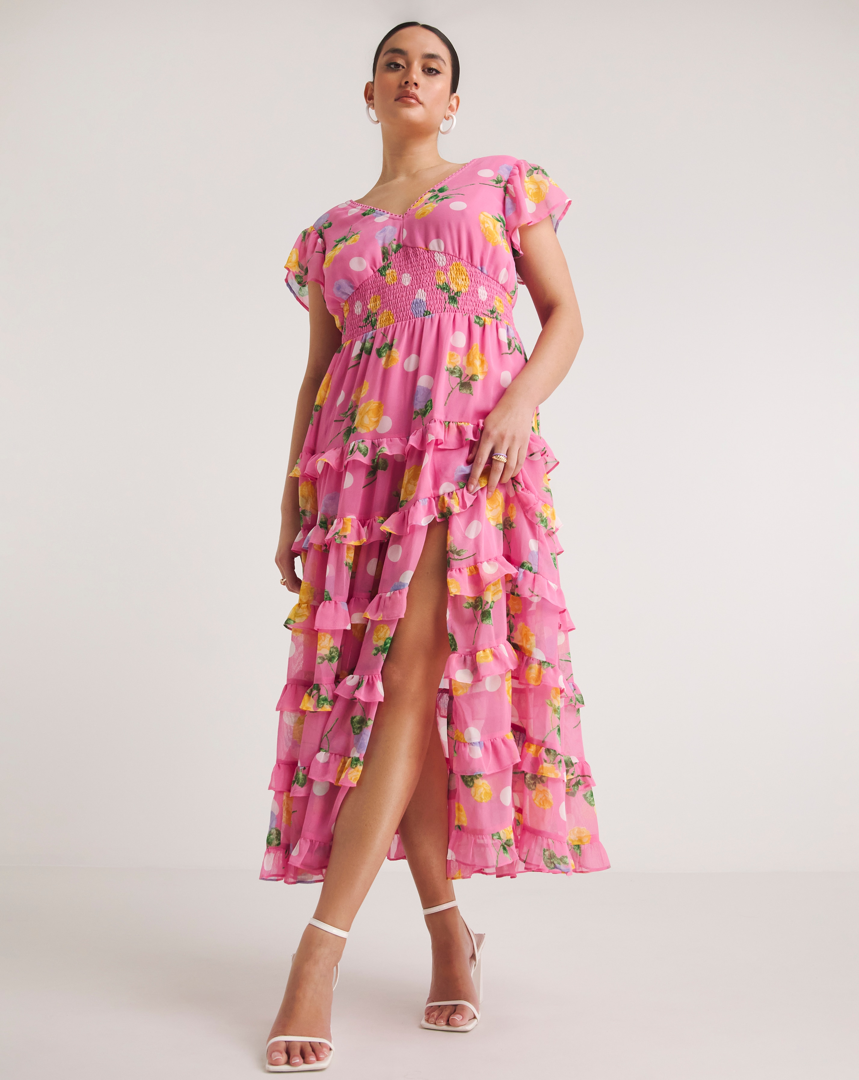 Floral Print Tiered Maxi Dress