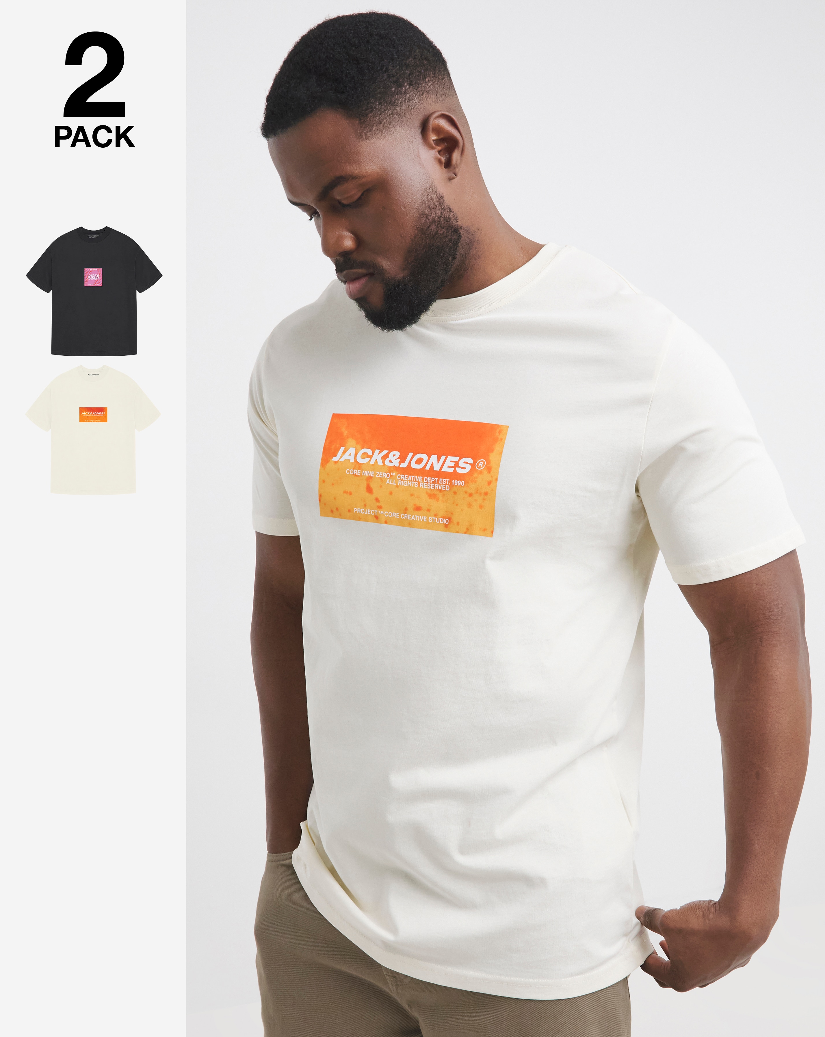 Jack & Jones Charge Logo T-Shirt 2 Pack