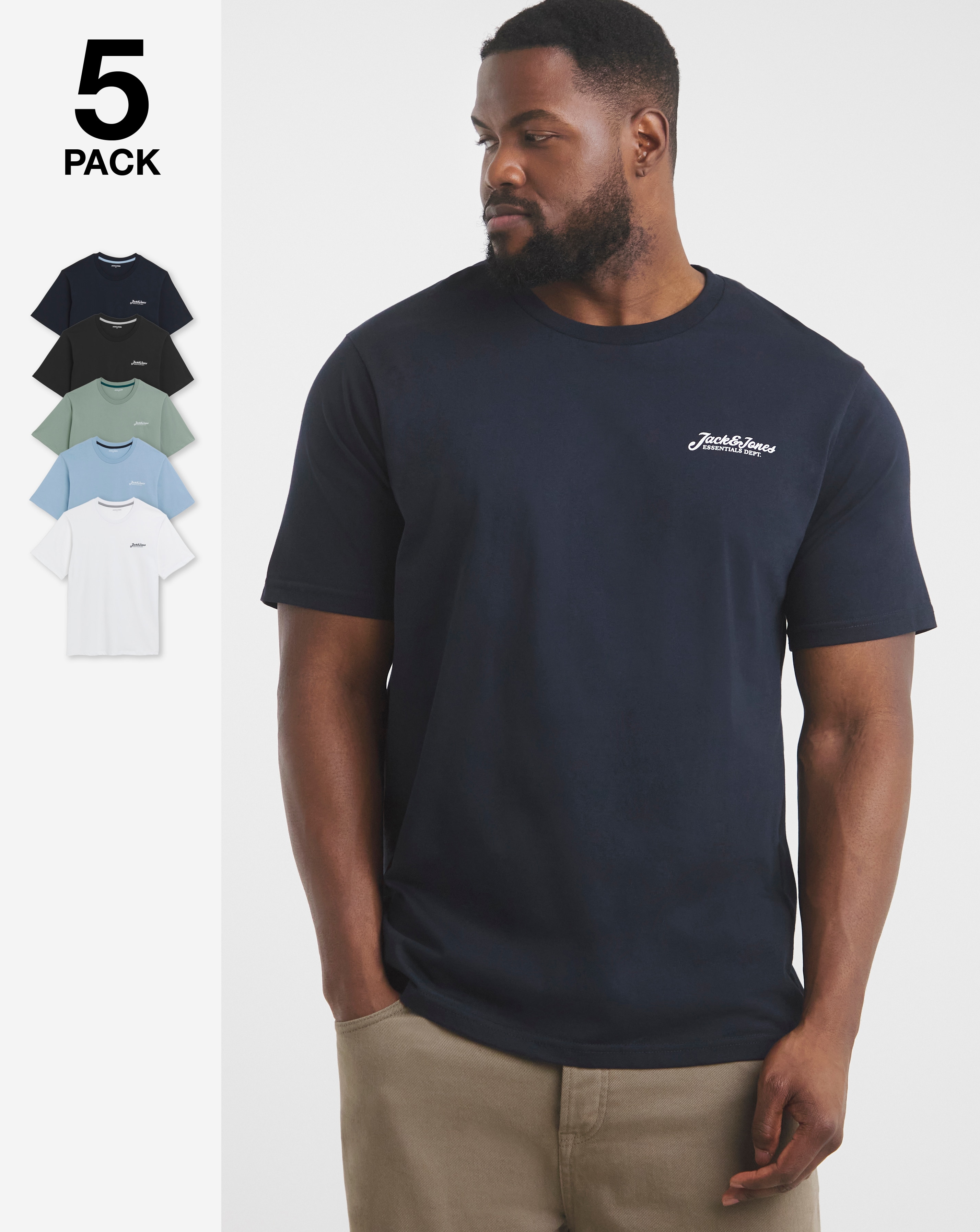 Jack & Jones Beau Logo T-Shirt 5 Pack