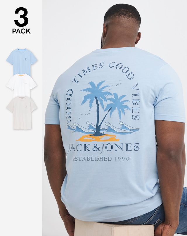 Jack & Jones Summer Vibes T-Shirt 3 Pack - Multi