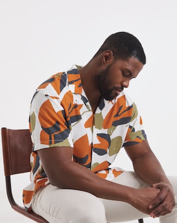 Jack & Jones Marshall Floral Print Shirt - Orange/White