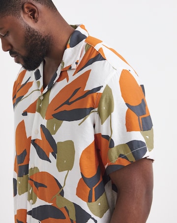 Jack & Jones Marshall Floral Print Shirt - Orange/White