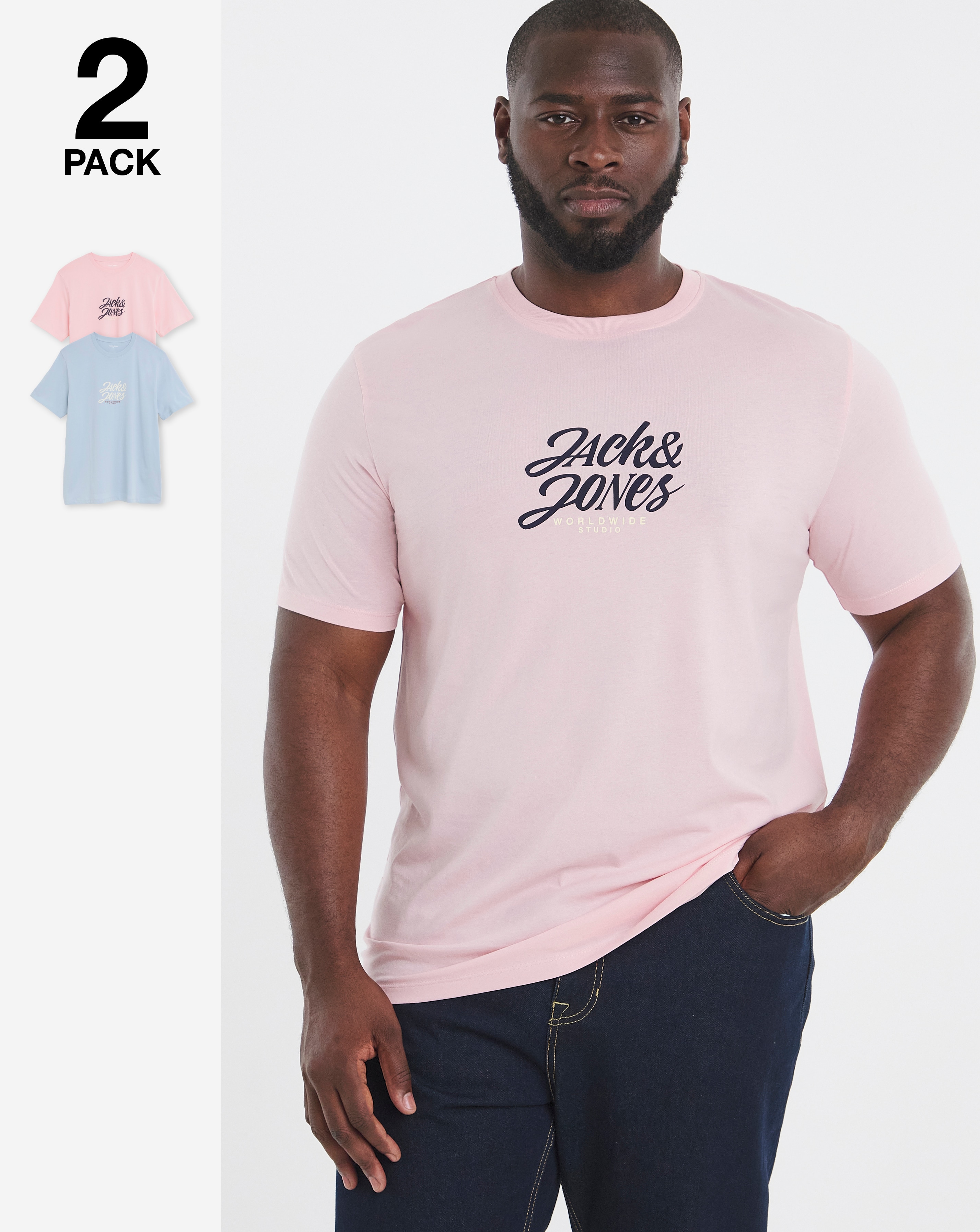 Jack Jones Avria T-Shirt - 2 Pack - Multi | JD Williams