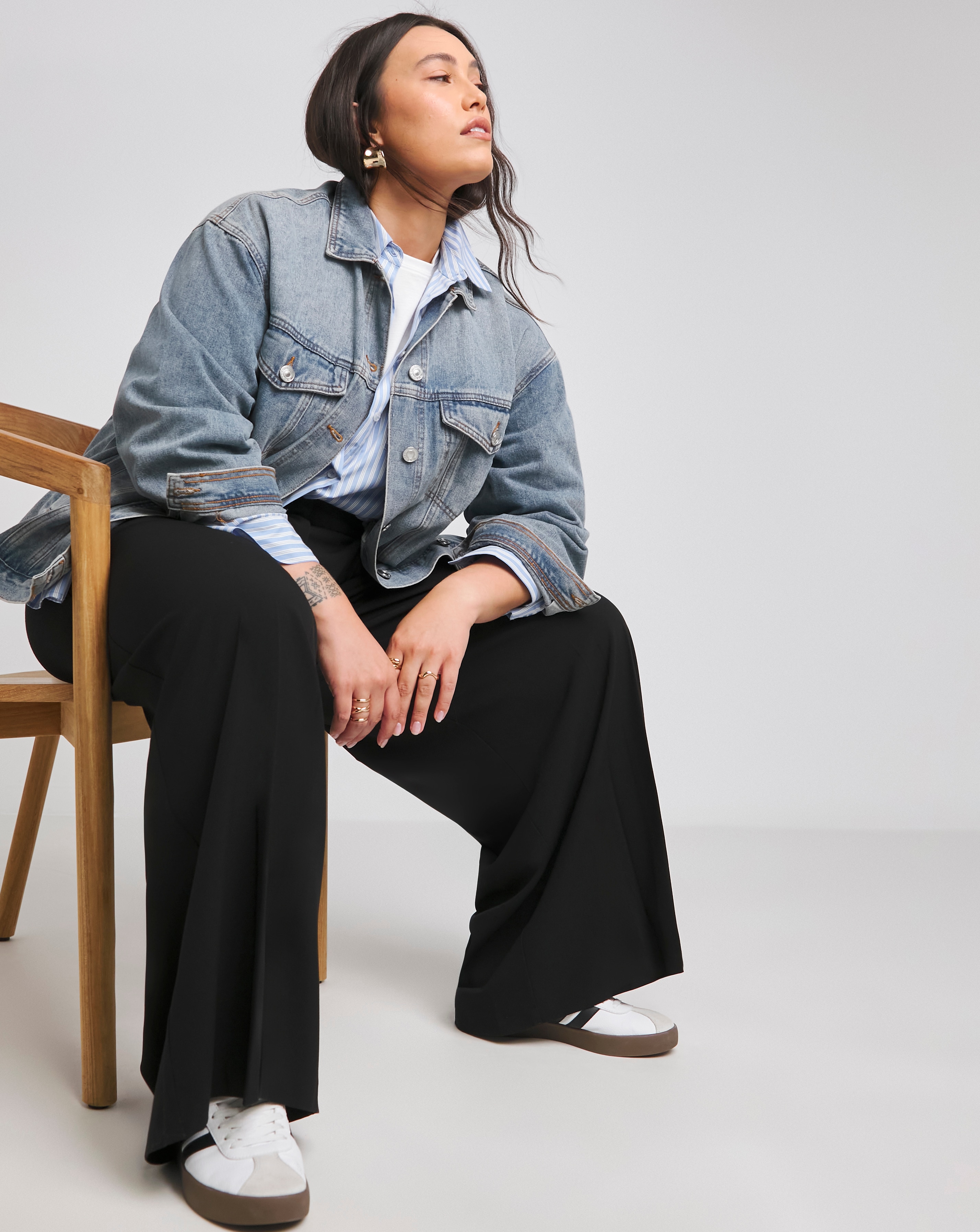 Black Magisculpt Wide Leg Long Trousers