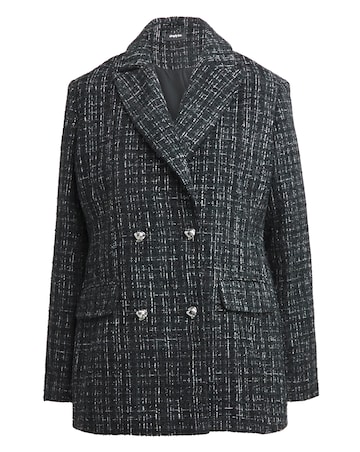 Black Double Breasted Boucle Blazer