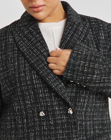 Black Double Breasted Boucle Blazer