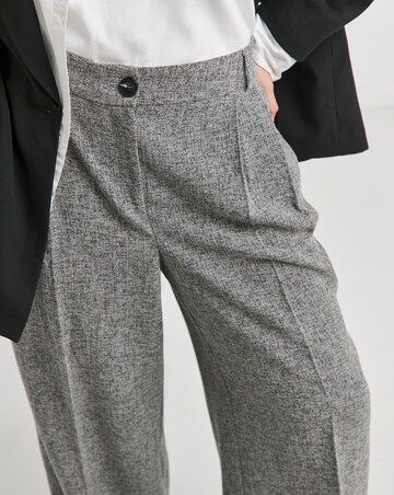 Grey Textured Wide Leg Trousers