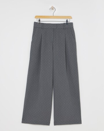 Grey Diamante Wide Leg Tailored Trousers