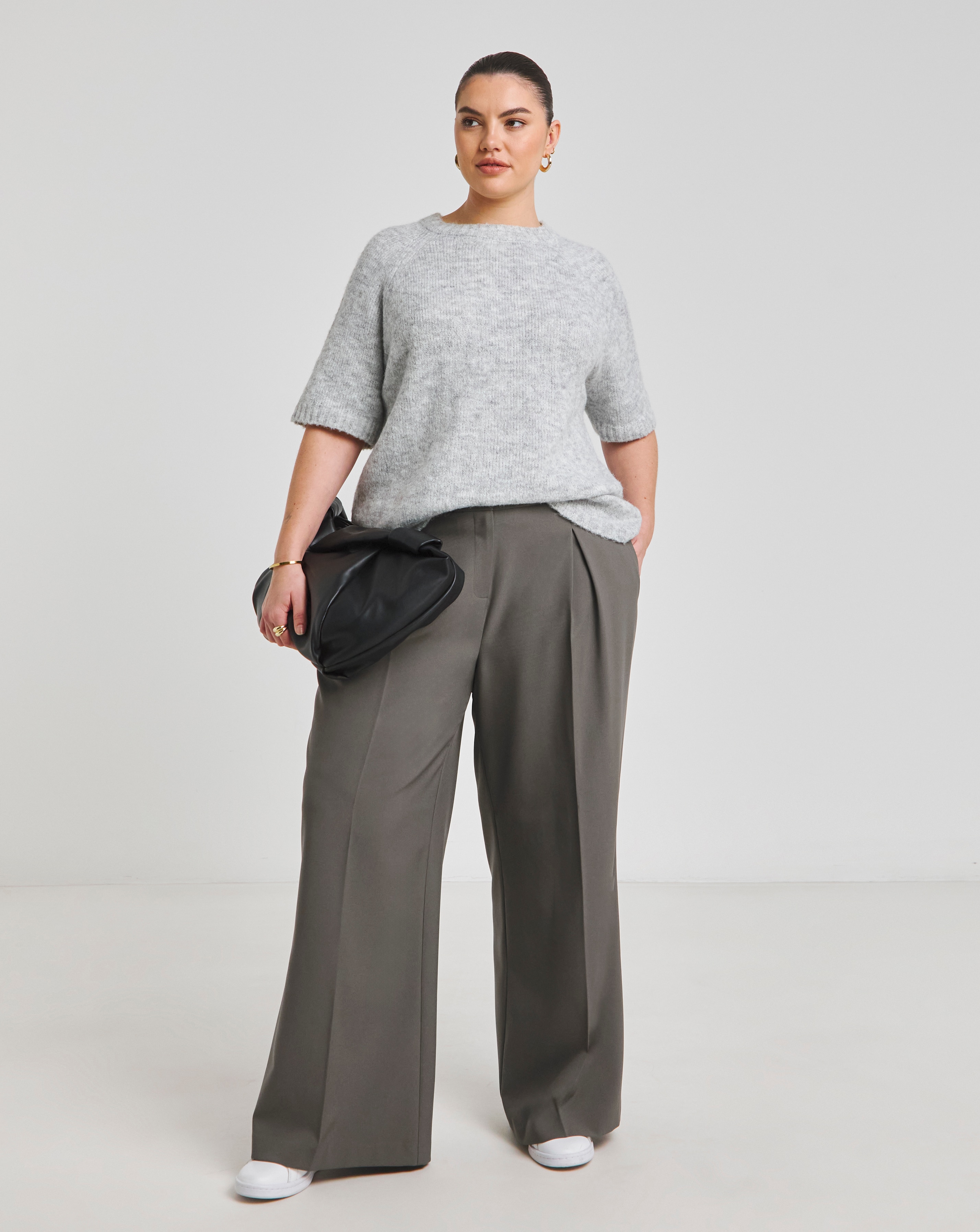 Simply Be Charcoal Wide Leg Trousers